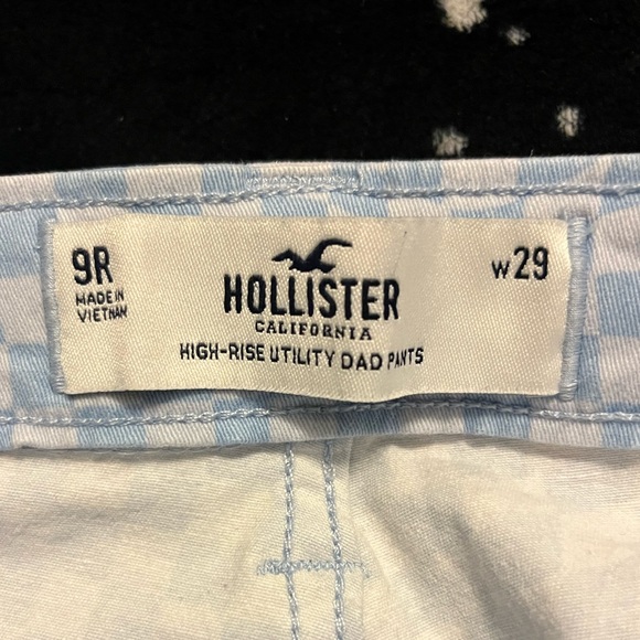 Hollister Blue and Purple High Rise Checked Straight Leg Dad Jeans - Picture 2 of 3